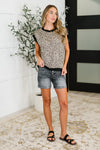 Meow's the Time Banded Hem Top in Leopard Print