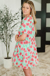 Wildflower Waltz Gathered Tier Dress in Mint